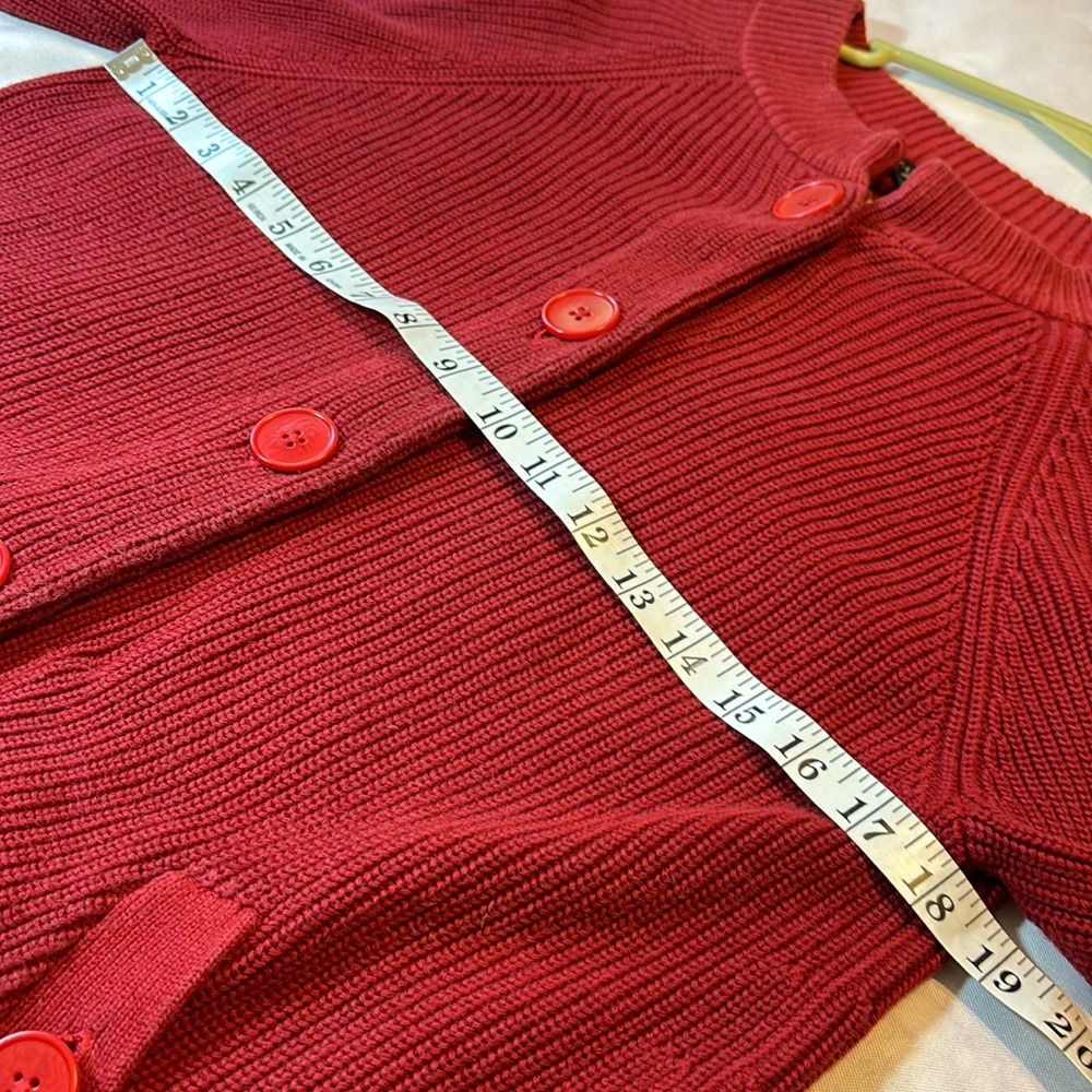 Talbots Red Ribbed Button Front Cardigan Sweater Size Small - Picture 9 of 10